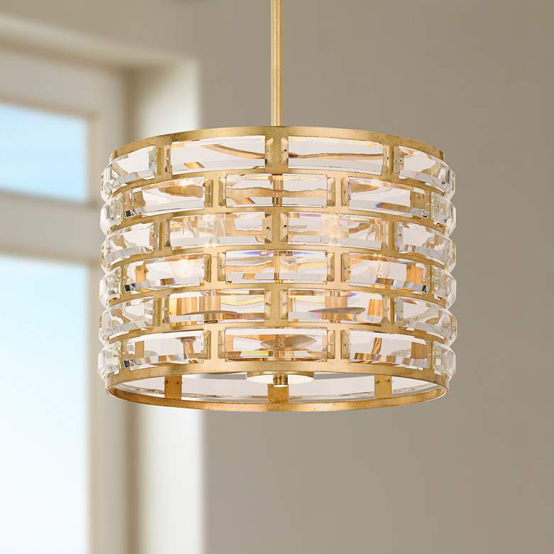 Image 1 Crystorama Meridian 15" Wide Antique Gold Chandelier
