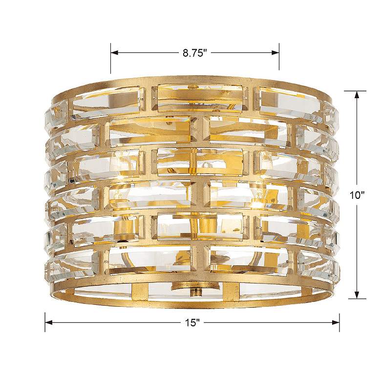 Image 5 Crystorama Meridian 15" Wide Gold and Crystal Ceiling Light more views