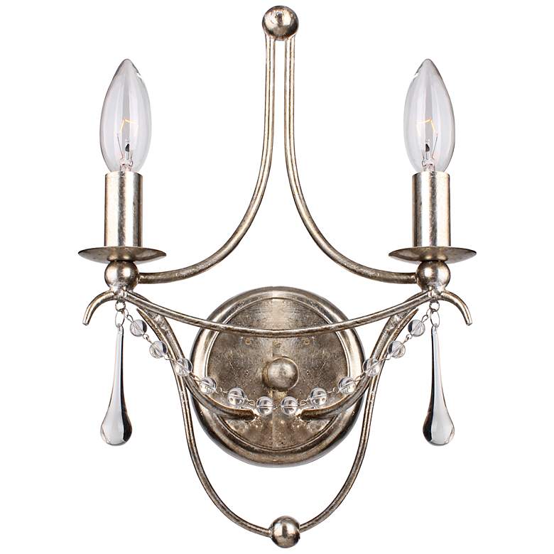 Image 1 Crystorama Metro 14 1/2 inch High Antique Silver Sconce
