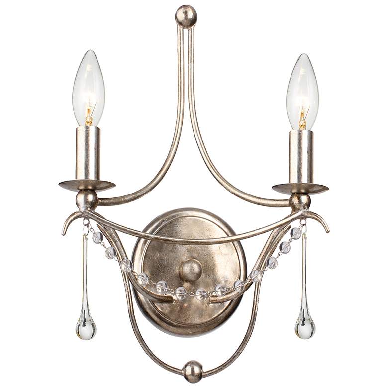 Image 1 Crystorama Metro 14 1/2 inch High Antique Silver Sconce