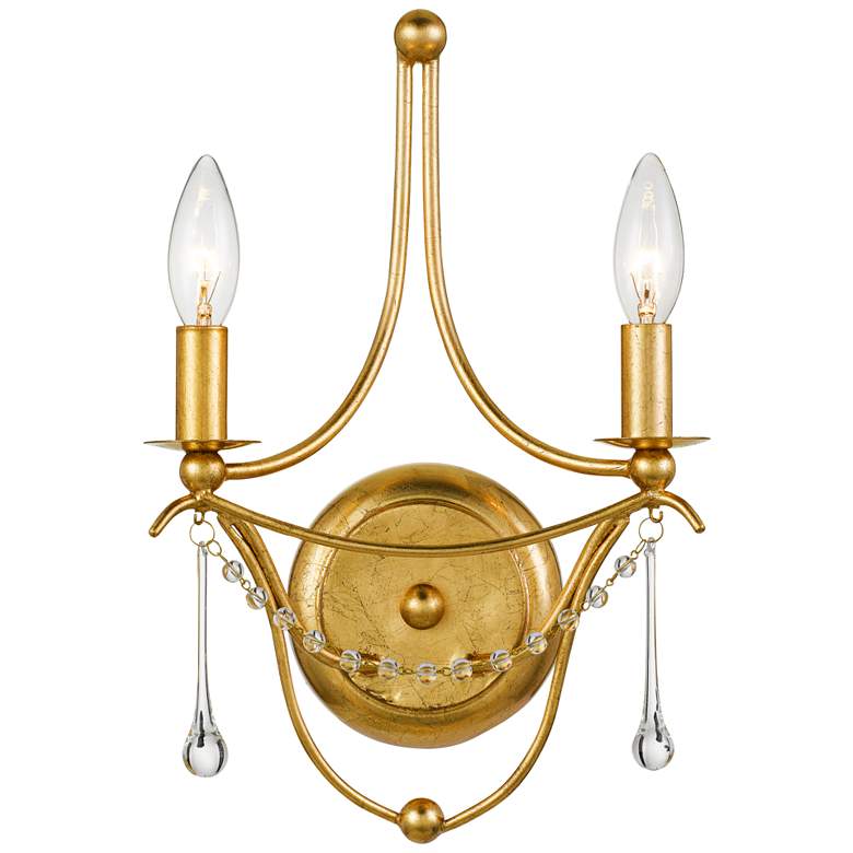 Image 1 Crystorama Metro 14 1/2 inchH Antique Gold 2-Light Wall Sconce