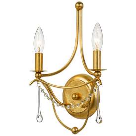 Image2 of Crystorama Metro 14 1/2"H Antique Gold 2-Light Wall Sconce more views