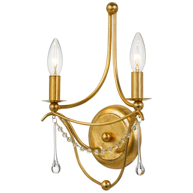 Crystorama Metro 14 1/2 inchH Antique Gold 2-Light Wall Sconce more views