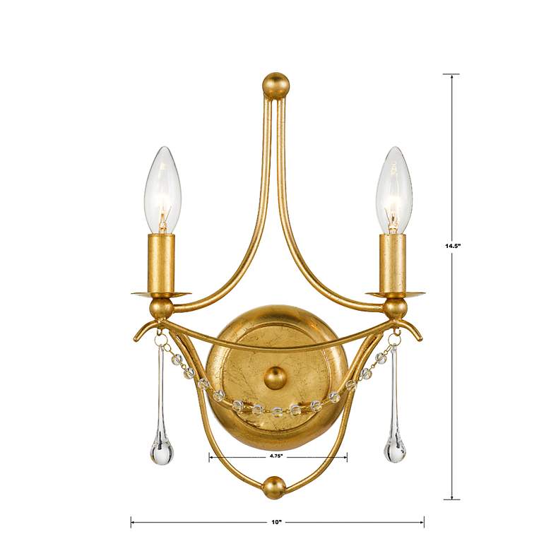 Image 4 Crystorama Metro 14 1/2"H Antique Gold 2-Light Wall Sconce more views