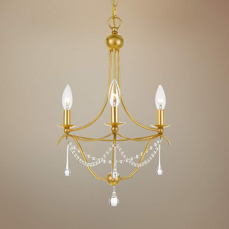 Image 1 Crystorama Metro 15 1/2 inchW 3-Light Antique Gold Chandelier