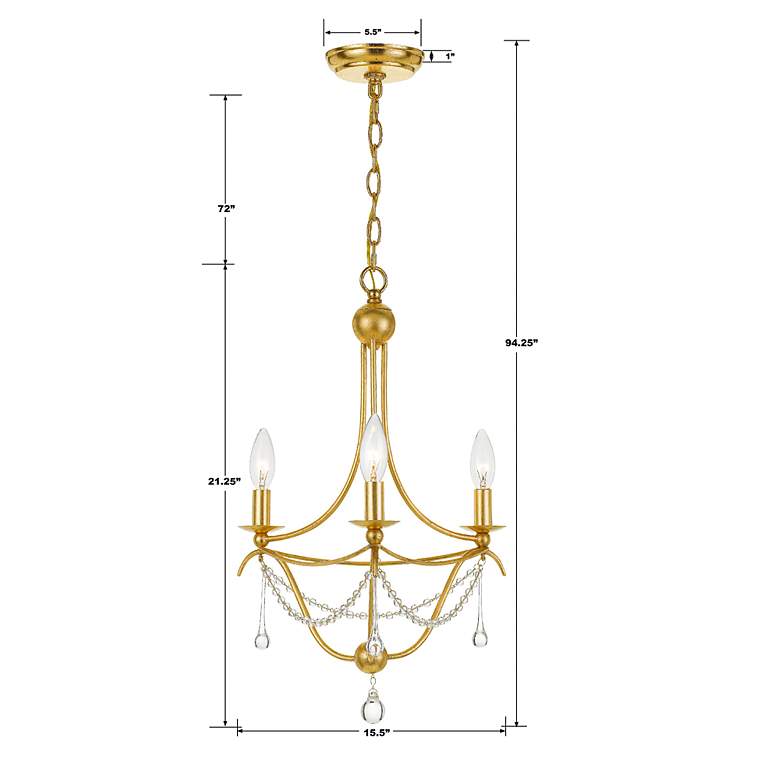 Image 6 Crystorama Metro 15 1/2"W 3-Light Antique Gold Chandelier more views