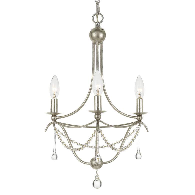 Image 3 Crystorama Metro 15 1/2 inchW Antique Silver 3-Light Chandelier more views