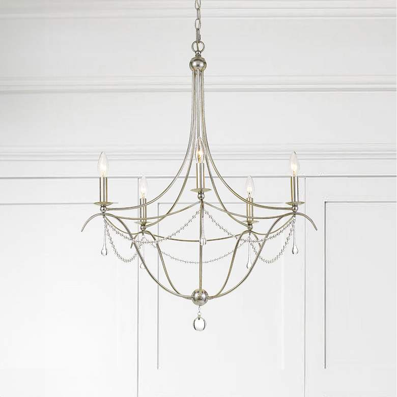 Image 1 Crystorama Metro 27 1/2" Wide 5-Light Antique Silver Chandelier