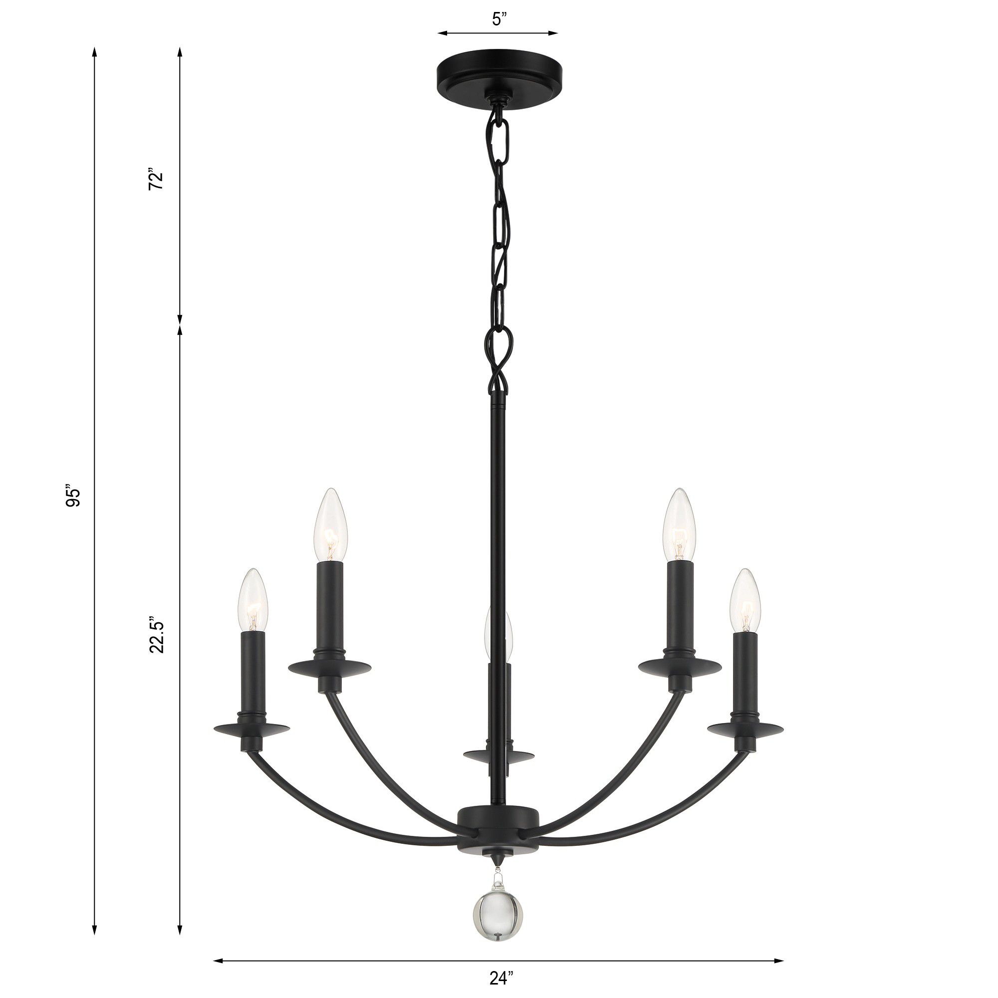 Image 6 Crystorama Mila 23'' Black Chandelier more views
