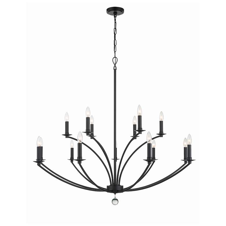 Image 1 Crystorama Mila 48" Wide Black 15-Light 2-Tier Chandelier