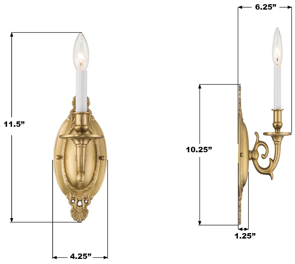 Crystorama Milford 4.25'' Aged Brass Sconce