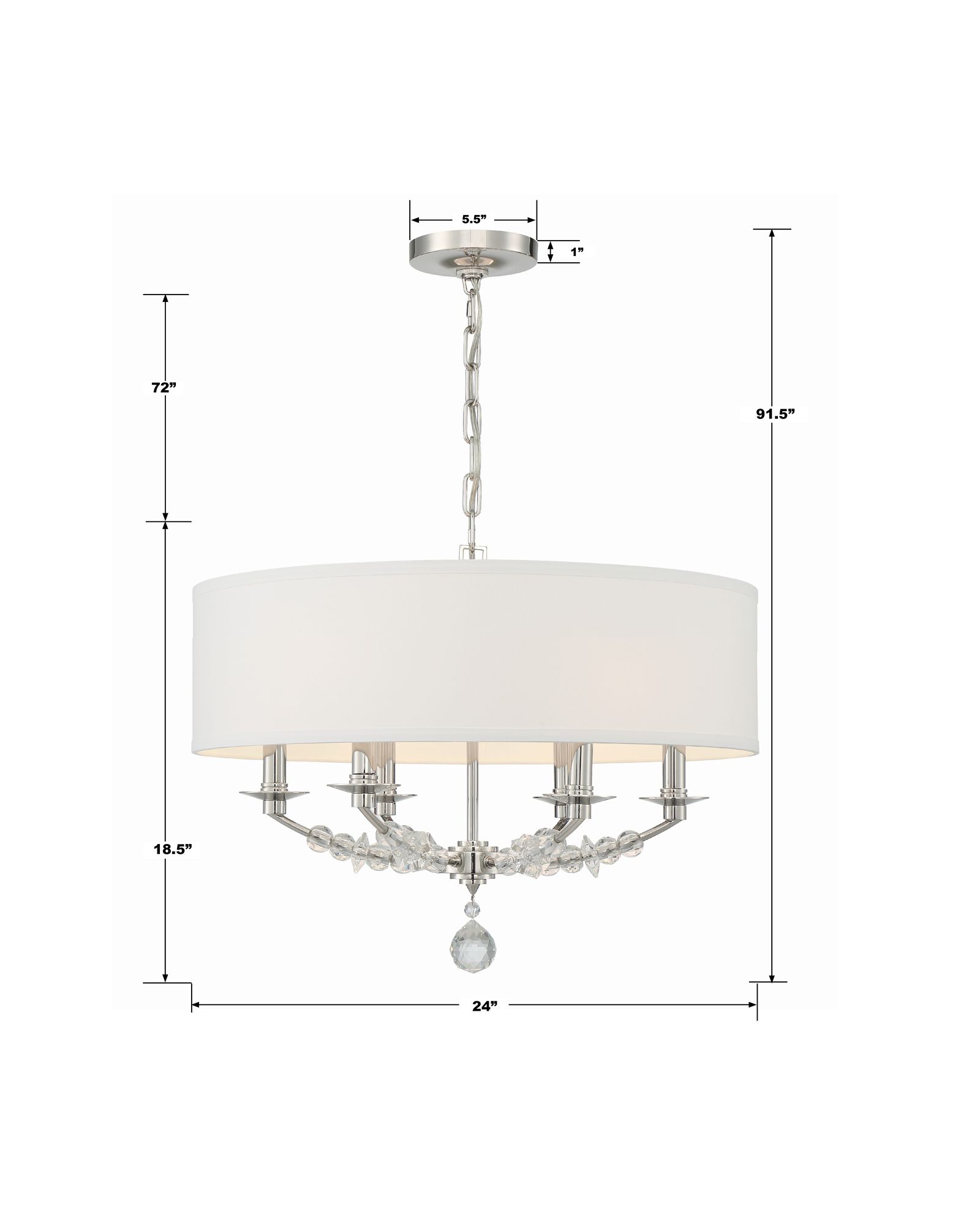 Crystorama Mirage 24"W Polished Nickel 6-Light Chandelier