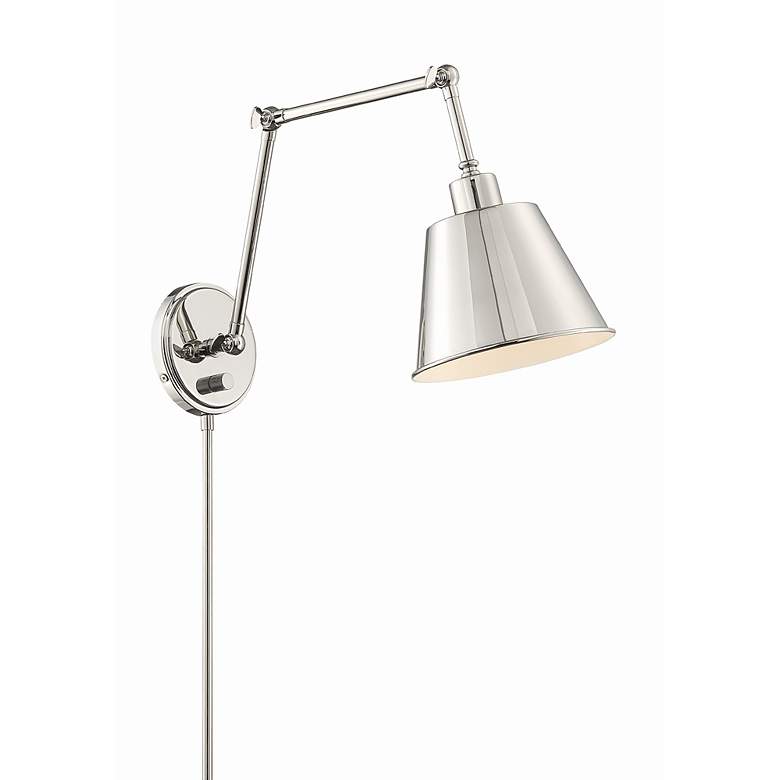 Image 2 Crystorama Mitchell 7.5 inch Wide Nickel Plug-In Swing Arm Wall Lamp more views