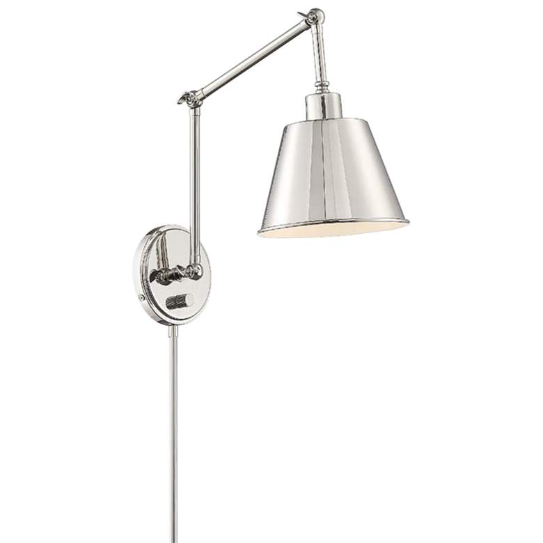 Image 3 Crystorama Mitchell 7.5 inch Wide Nickel Plug-In Swing Arm Wall Lamp more views