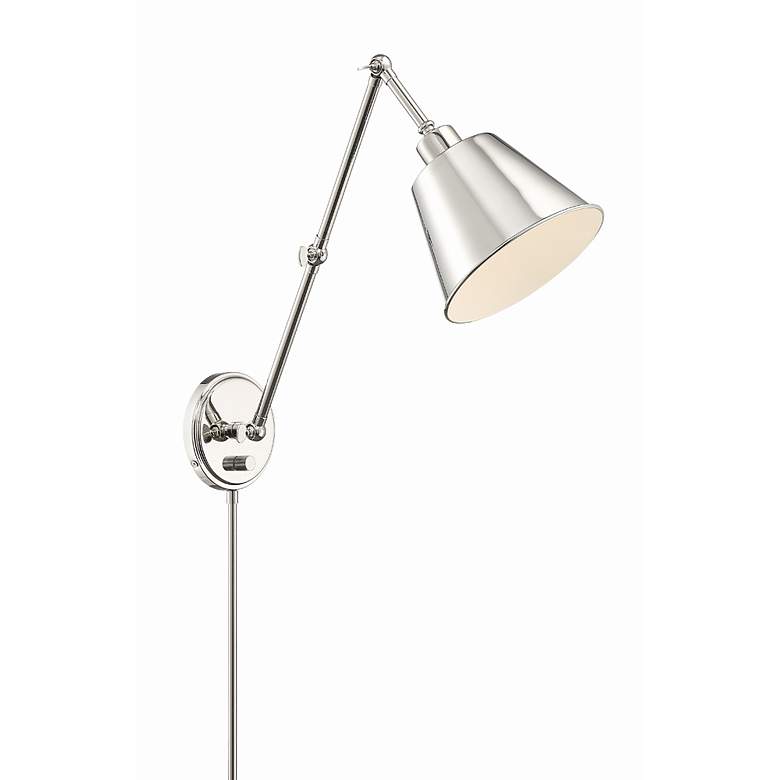 Image 3 Crystorama Mitchell 7.5" Wide Nickel Plug-In Swing Arm Wall Lamp more views