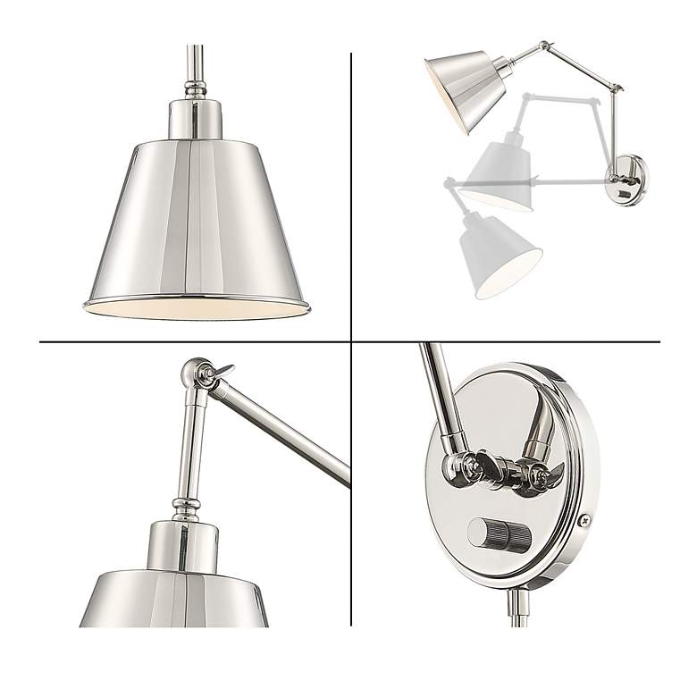 Image 4 Crystorama Mitchell 7.5" Wide Nickel Plug-In Swing Arm Wall Lamp more views