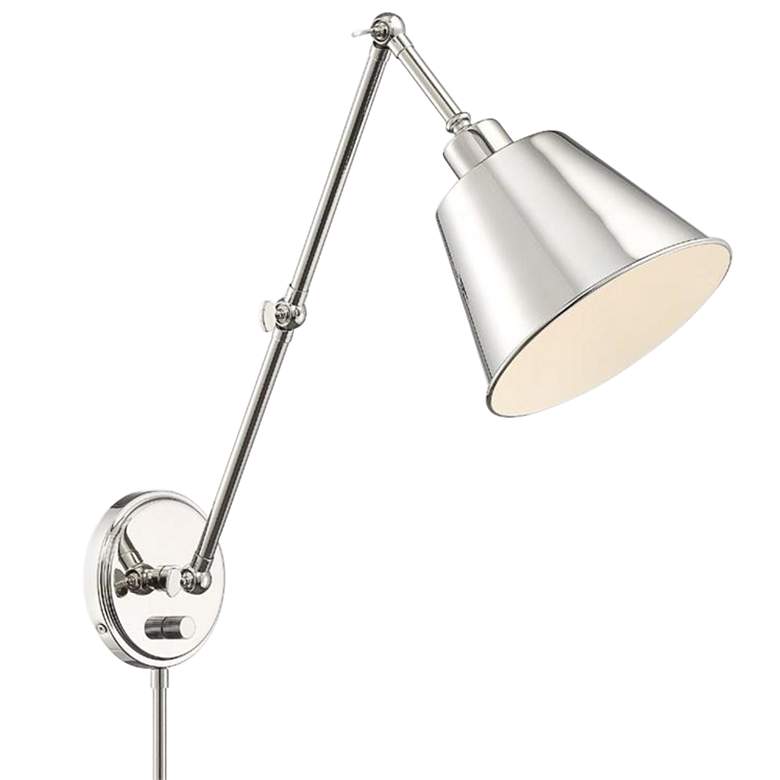 Image 5 Crystorama Mitchell 7.5 inch Wide Nickel Plug-In Swing Arm Wall Lamp more views