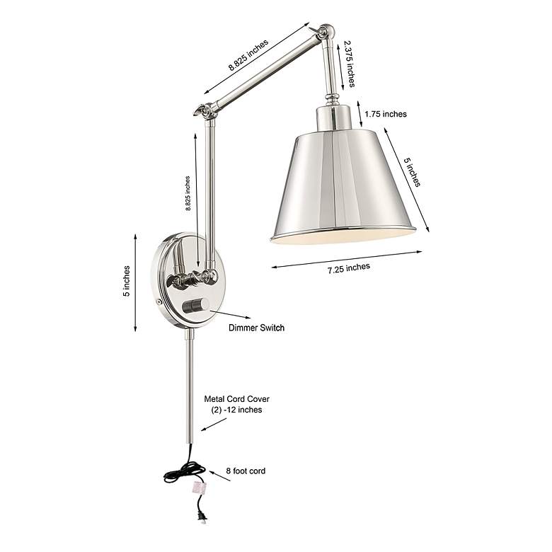 Image 5 Crystorama Mitchell 7.5" Wide Nickel Plug-In Swing Arm Wall Lamp more views