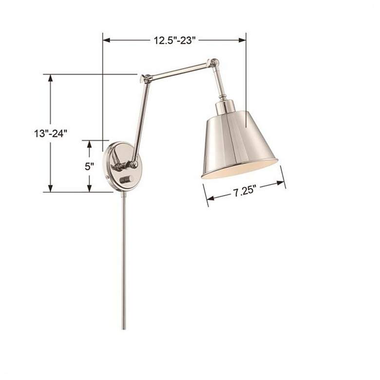 Image 6 Crystorama Mitchell 7.5" Wide Nickel Plug-In Swing Arm Wall Lamp more views