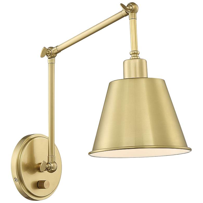Image 2 Crystorama Mitchell Aged Brass Hardwire Plug-In Wall Lamp