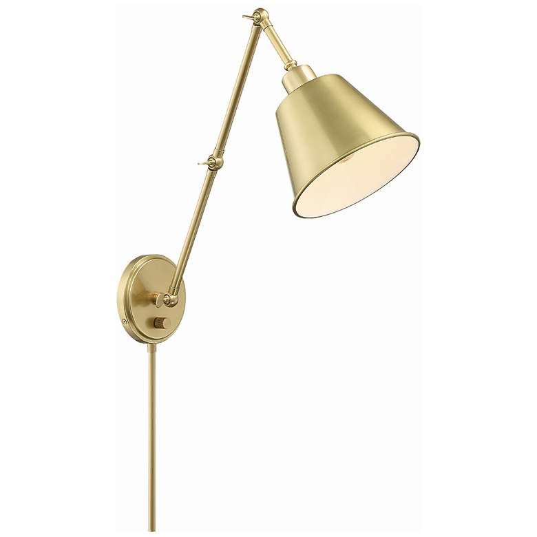 Image 2 Crystorama Mitchell Aged Brass Hardwire Plug-In Wall Lamp