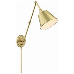 Crystorama Mitchell Aged Brass Hardwire Plug-In Wall Lamp