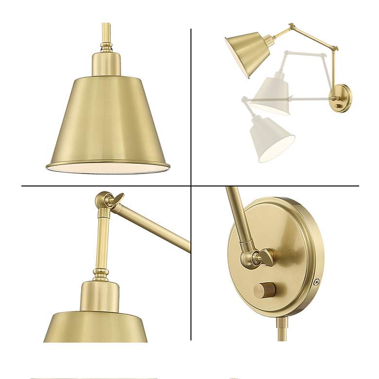 Image 4 Crystorama Mitchell Aged Brass Hardwire Plug-In Wall Lamp more views