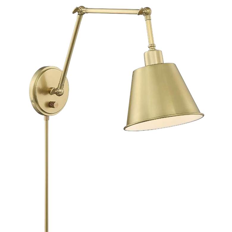 Image 6 Crystorama Mitchell Aged Brass Hardwire Plug-In Wall Lamp more views