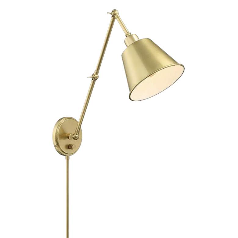 Image 7 Crystorama Mitchell Aged Brass Hardwire Plug-In Wall Lamp more views