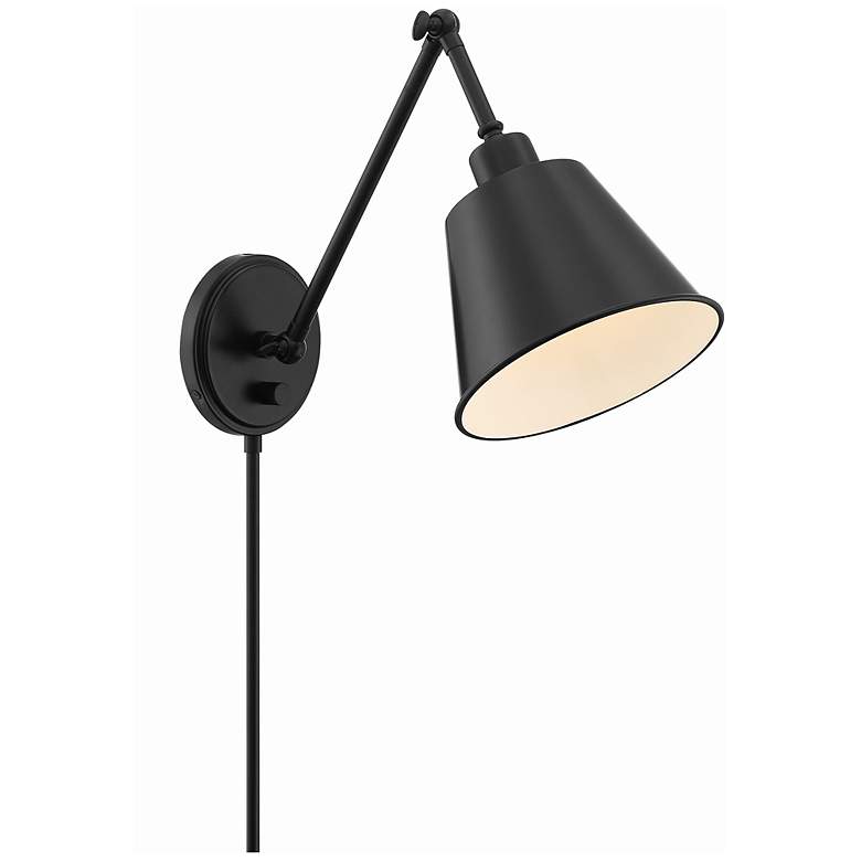 Image 2 Crystorama Mitchell Matte Black Hardwire Plug-In Wall Lamp