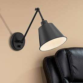 Image1 of Crystorama Mitchell Matte Black Hardwire Plug-In Wall Lamp
