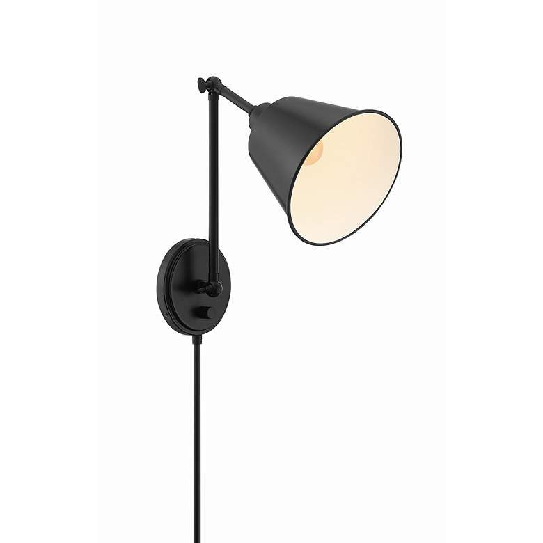 Image 4 Crystorama Mitchell Matte Black Hardwire Plug-In Wall Lamp more views