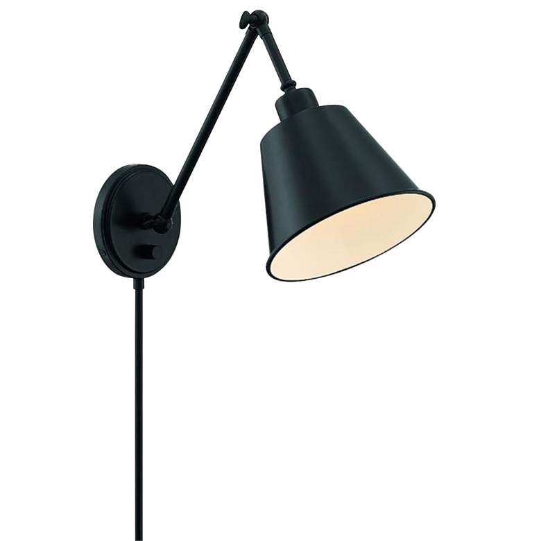 Image 6 Crystorama Mitchell Matte Black Hardwire Plug-In Wall Lamp more views
