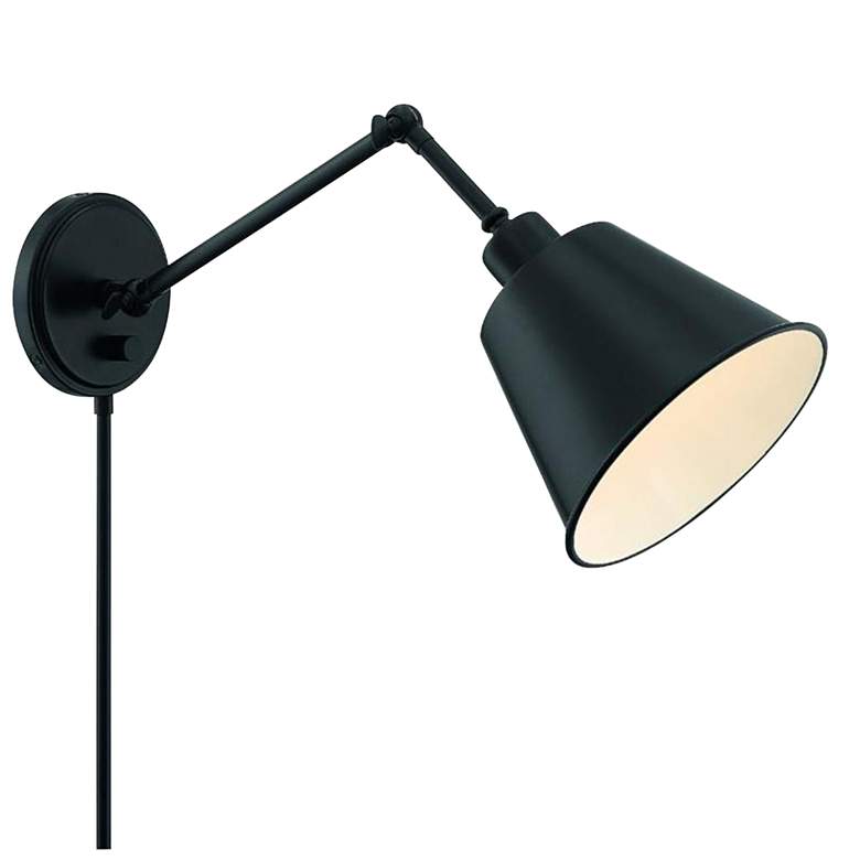 Image 7 Crystorama Mitchell Matte Black Hardwire Plug-In Wall Lamp more views