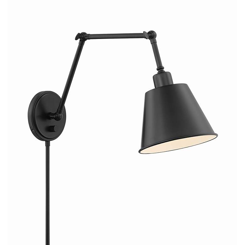 Image 2 Crystorama Mitchell Matte Black Swing Arm Wall Lamp more views