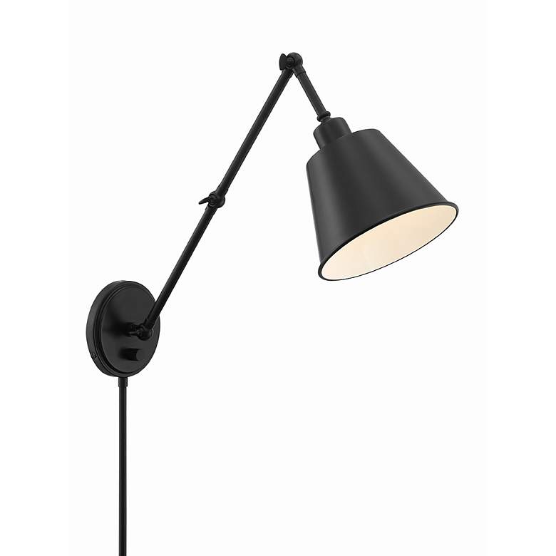 Image 3 Crystorama Mitchell Matte Black Swing Arm Wall Lamp more views