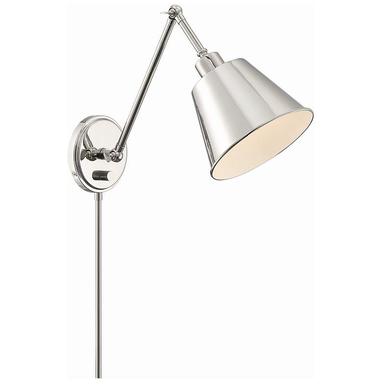 Image 1 Crystorama Mitchell Polished Nickel Swing Arm Wall Lamp