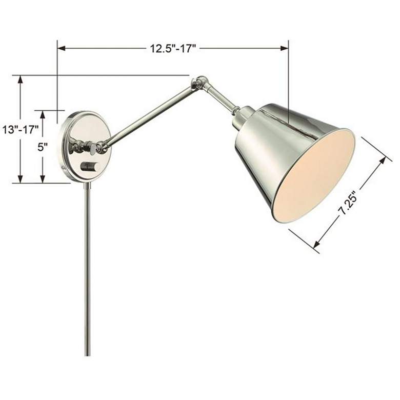 Image 6 Crystorama Mitchell Polished Nickel Swing Arm Wall Lamp more views