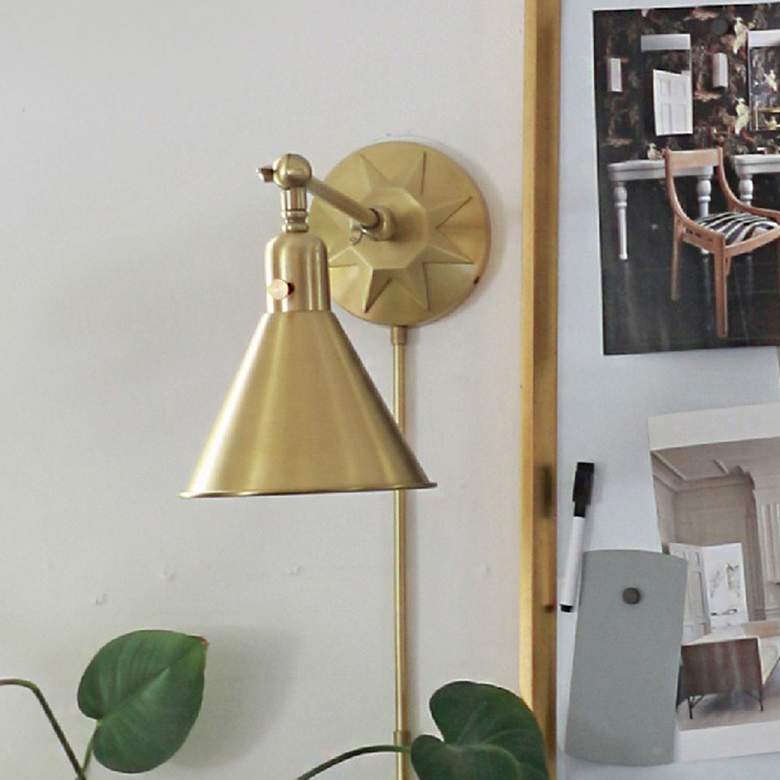 Image 1 Crystorama Morgan 7" High Aged Brass Wall Sconce