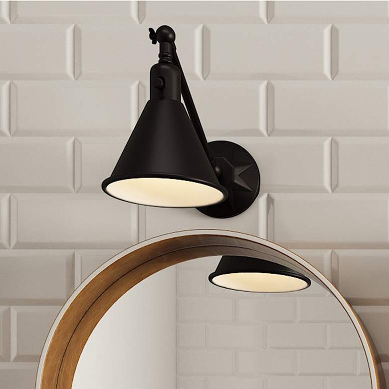 Image 1 Crystorama Morgan 7" High Matte Black Wall Sconce
