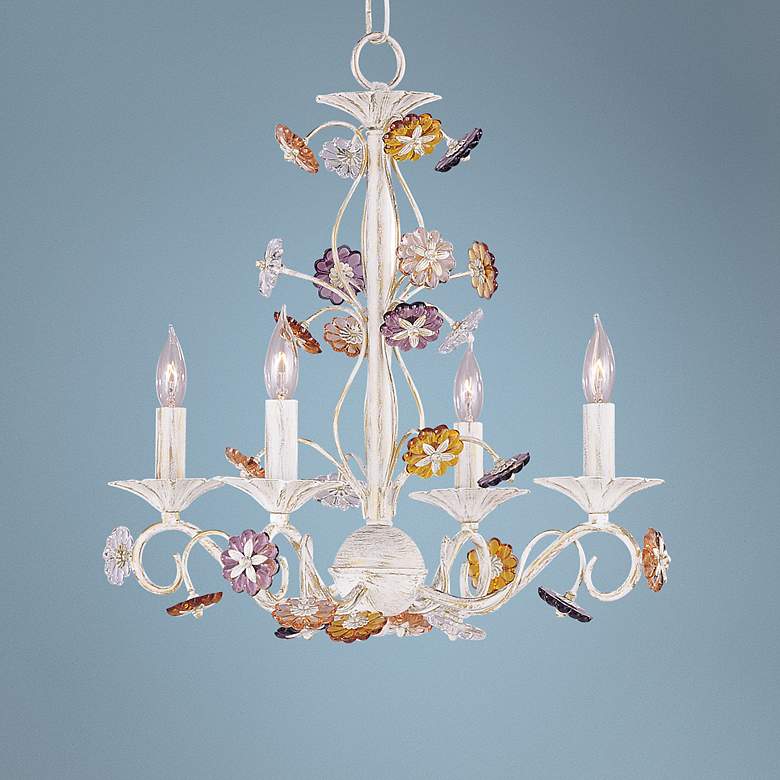 Image 1 Crystorama Multi-color Rosettes Antique White Chandelier
