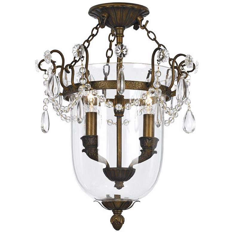 Image 1 Crystorama New Town Brass 13 inch Wide Semiflush Ceiling Light