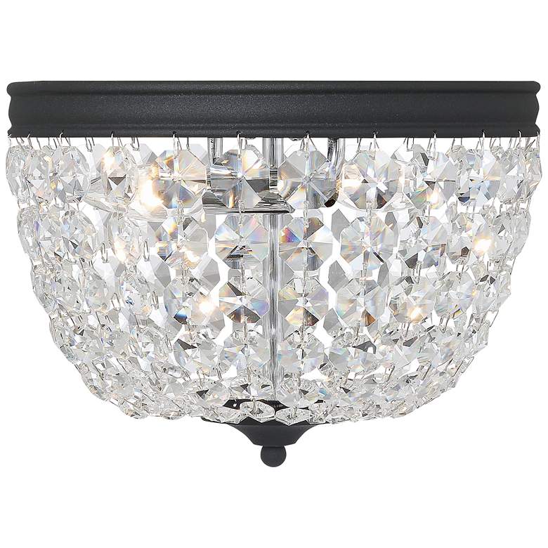 Image 1 Crystorama Nola 11.5" Wide Black and Crystal Glass Ceiling Light
