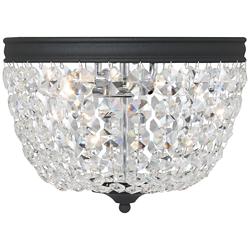 Crystorama Nola 11.5&quot; Wide Black and Crystal Glass Ceiling Light