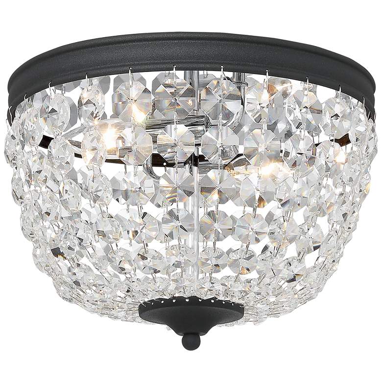 Image 5 Crystorama Nola 11.5 inch Wide Black and Crystal Glass Ceiling Light more views