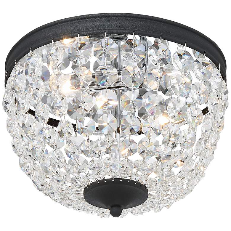 Image 6 Crystorama Nola 11.5" Wide Black and Crystal Glass Ceiling Light more views