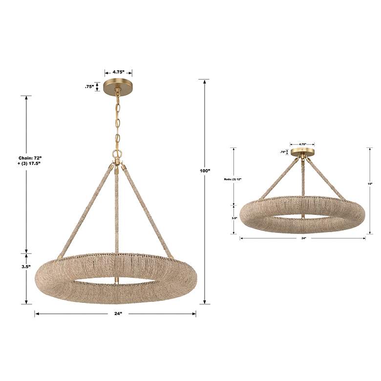 Image 7 Crystorama Oakley 24" Wide Soft Gold LED Ceiling Light more views