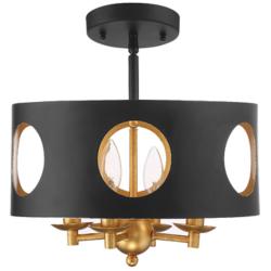 Crystorama Odelle 14" Wide Matte Black Drum Ceiling Light