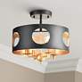 1_Crystorama Odelle 14" Wide Matte Black Drum Ceiling Light