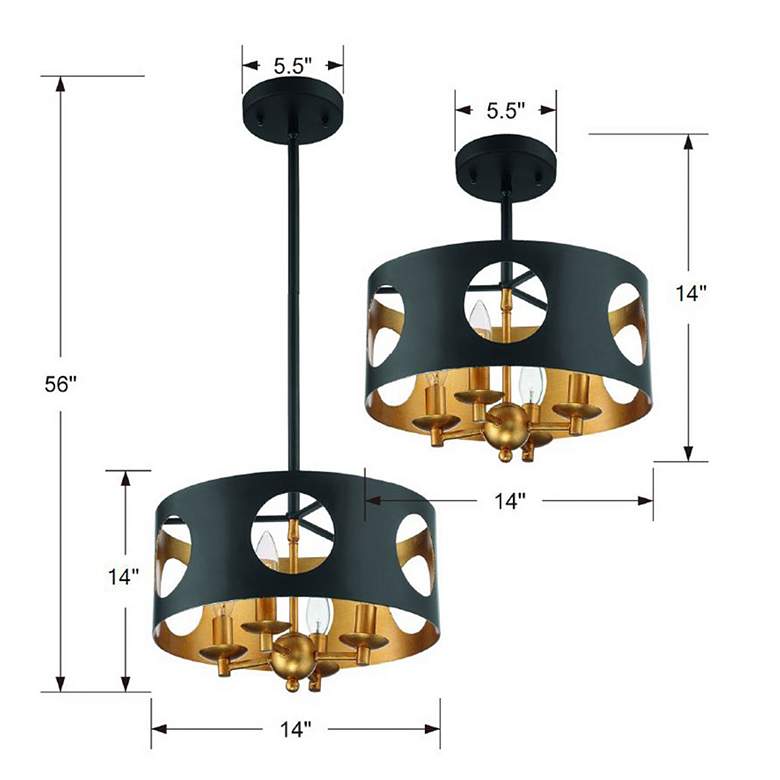 Image 6 Crystorama Odelle 14" Wide Matte Black Drum Ceiling Light more views